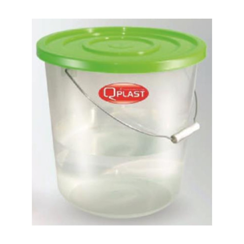 BALDE 15 LITROS BALDE TRANSPARENTE 15 LITROS C/ TAPA COLOR QPLAST - Imagen 1