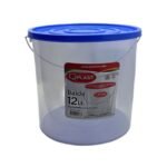 BALDE DE 12 LITROS TRANSPARENTE C/ TAPA COLOR QPLAST