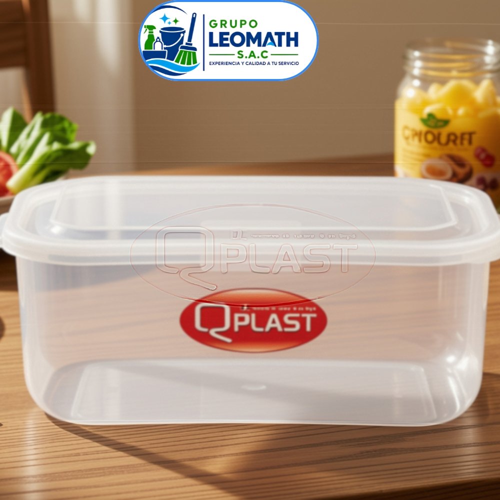 TAPER TRANSPARENTE 3KG TAPER RECTANGULAR TRANSPARENTE C/ TAPA TRANSPARENTE 3K QPLAST - Imagen 1